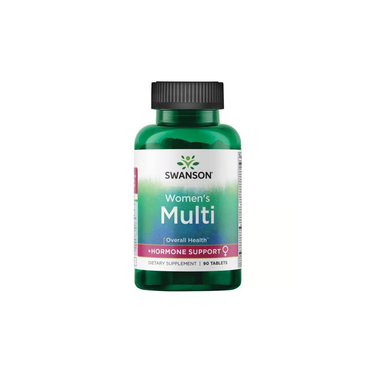 Swanson Women's Multi + Hormone Support dietary supplement, designed for women’s overall health and menopause support, contains 90 tablets.